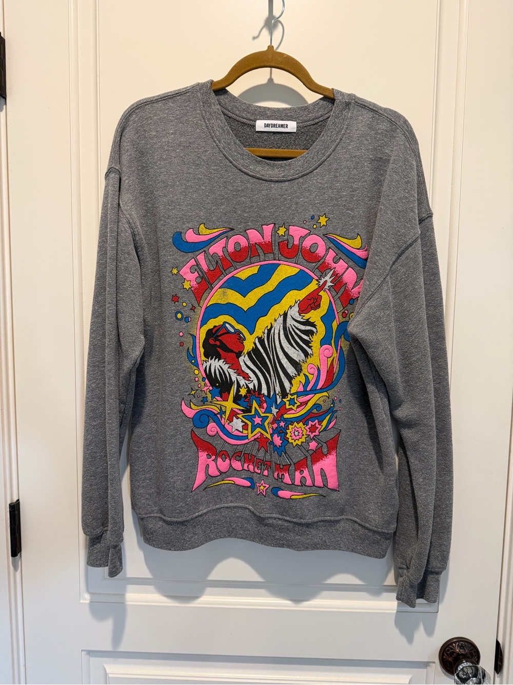 Daydreamer Gray Elton John Rocket Man Graphic Crewneck